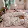 Ins conjunto de quatro peças estilo princesa algodão puro conjunto de quatro peças de algodão puro estilo renda lençol de cama francês capa de edredom conjunto de três peças de cama estilo coreano dormitório