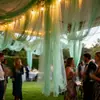 Cortina de Gasa de Malla para Dropshipping Transfronterizo Decoración de Sitio para Bodas y Fiestas al Aire Libre Cortina de Arco de Boda con Luces de Cadena