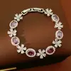 Pulsera Ovalada de Flor de Circonita Colorida Super Brillante Estilo Coreano Moda Exquisita Joyería de Mano para Mujeres Venta al por Mayor