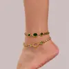 Misterioso Exquisito Joyería Europea y Americana Acero Inoxidable Vidrio Checo Tobillera Lujo Ligero Versátil Joyería Accesorios para el Pie para Mujeres