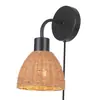 Lámpara de Pared de Cuerda de Cáñamo Bambú Amazon Transfronteriza Enchufe Interruptor de Balancín Lámpara de Pared de Ratán Lámpara de Mesita de Noche de Dormitorio Lámparas Bohemias