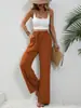 Moda Europea y Americana para Mujer Amazon Tiktoktemu Primavera y Verano 2026 Nuevos Pantalones de Pierna Ancha de Color Sólido Versátiles Pantalones Casuales