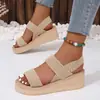 Sandalias de Cuña para Mujer, Nuevo Estilo de Verano, Tacón de Plataforma, Suela Gruesa, Punta Abierta, Sandalias Elásticas Elásticas para Mujer