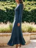 2026 Outono Moda Feminina Elegante Vestido Longo com Ajuste na Cintura Site Independente Europeu e Americano da Amazon