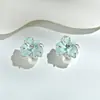 Brincos de Pino Flor de Esmalte Camélia Pérola Prata Elegante Estilo Europeu e Americano de Luxo Brincos Transfronteiriços Exagerados para Mulheres