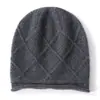 Cashmere 2026 Outono/Inverno Novo Unissex Cor Sólida Jacquard de Diamante Chapéu Quente para Proteção das Orelhas Touca de Tricô