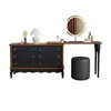 Tocador de Madera Maciza Estilo Medieval y Gabinete con Cajones Integrados para Dormitorio Moderno Minimalista Lujo Ligero Gabinete de Almacenamiento de Gama Alta Mesa de Maquillaje