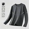 Camiseta informal de manga larga con cuello redondo, color liso, versátil, para hombre, otoño 2026, corte holgado, top moderno