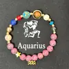 Estilo Europeu tk Xi Yin Moda Venda Quente Pulseira Pedra de Cânhamo Rosa Natural Doze Constelações Pulseiras de Casal Oito Planetas