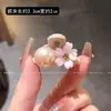 Pinza para el pelo pequeña de flor rosa, dulce y elegante, Pinza de perla de moda para flequillo, Nuevo accesorio para el pelo lateral para mujer