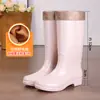 Botas de Chuva para Mulheres, Botas de Chuva de Cano Curto com Pelúcia, Botas de Água Antiderrapantes de Cano Médio e Alto, Galochas de Cano Baixo e Boca Rasa, Sapatos de Borracha para Trabalho