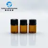 Botella pequeña de vidrio marrón al por mayor 1ml2ml3ml5ml10ml aceite esencial perfume tapa hexagonal botella rayada muestra