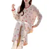 Pijama de Maternidade Xiyue Primavera/Verão tipo Algodão com Bojos, Novo Estilo para Mulheres no Pós-Parto, Roupa de Dormir para Amamentação Doce com Gola Redonda