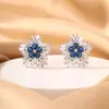 Moda Coreana Nuevos Pendientes de Estrella de Mar con Circonita Blanca y Azul para Mujer, Elegantes de Alta Gama Estilo Ins, Pendientes de Estrella Versátiles al por Mayor