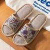Abertura de Punta Abierta Cuatro Estaciones Lino Rueda Flor Retro Flor Flor Cuatro Estaciones Zapatillas de Lino