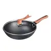 Nova Frigideira Antiaderente de Pedra Maifan Wok Espessado Conjunto de Panelas de Ferro de Fundo Plano de Três Peças Presente de Atividade de Primeira Linha