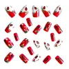 Adesivo de Manicure Quadrado Europeu de Comprimento Médio Vermelho Estilo de Exportação Europeu e Americano Adesivo de Unha Fashion Mais Vendido Removível 24