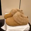 Zapatos Birkenstock muy bonitos de suela gruesa para aumentar la altura, forrados de felpa, zapatos peludos, pantuflas de algodón para mujer, ropa de invierno para exteriores, nuevas medias pantuflas 2026