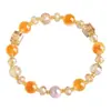 Pulseira Irregular de Cristal Amarelo com Coração de Ágata para Mulheres, Corrente de Mão Exquisita Nicho de Luxo Leve Retrô, Joia de Mão de Temperamento de Alta Classe