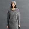 Outono e Inverno Novo Versátil Suave Casaco de Lã Feminino Gola Polo Fashion Casual Elegante Solto Tricô Cardigã