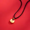 Pingente antigo de areia fina dourada pequeno e gordo de fu por muito tempo não desbota pingente sólido pingente de bolsa pequena pingente de palavra fu lingote de ouro colar