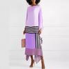Amazon Nuevo Verano y Otoño Europeo y Americano Vestido Largo Casual de Moda Cómodo para Mujer Estampado de Color Sólido de Hombro Inclinado