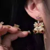 Brincos de Estrela Rosa com Atmosfera de Natal, Laço Nicho e Borla para Mulheres, Agulha de Prata, Moda Elegante, Versátil, Brincos de Feriado