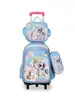 Mochila Escolar de Cuero 3D de Arrastre Juego de Tres Piezas Mochila de Arrastre Infantil de Dibujos Animados Bolsa de Almuerzo Venta Directa de Fábrica
