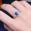 Anillo de Zafiro Azul Real Azul Real Quemado Natural Piedra Principal 5X7Mm Venta Caliente Transfronteriza Venta Directa de Fábrica