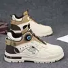 Botas Martin de cano alto masculinas, sapatos casuais de couro retrô estilo britânico para outono, com sola grossa, à prova d'água e antiderrapantes, botas de tornozelo