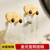 Gancho de dupla face dourado tipo lingote, sem furos, adesivo invisível, gancho para armazenamento de dormitório, gancho duplo, gancho para pendurar atrás da porta, gancho para fones de ouvido
