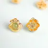 Acessórios Naturais de Jade Microincrustados, Design de Fecho Ruyi, Peças de Pingente de Miçangas DIY, Pingentes Pequenos Vazados de Fecho Ruyi