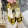 Sandalias Mary Jane de Punta Redonda con Hebilla Cuadrada Estilo Coreano 2026 Nuevas de Moda para Mujer que Aumentan la Altura, Calzado Bajo sin Cierre con Diseño Hueco