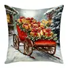 Nueva Funda de Cojín Estilo Navideño Papá Noel Impresión Digital Multiescenario Hogar Decoración Suave Cojín Festivo Funda de Cojín