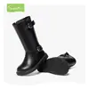Botas de Couro Snafy para Meninas Botas Longas Infantis 2025 Outono e Inverno Novo Pelúcia Estilo Britânico Botas Martin de Princesinha