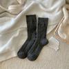 Calcetines de Invierno Estilo Coreano Estilo Ins Color Sólido Clásico Trenzado Imitación Cachemira Calcetines Medios de Mujer Calcetines de Mujer Cálidos y a la Moda