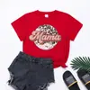 Estación independiente manga corta Nueva Mamá estampado de leopardo Cuello redondo casual para mujer unisex Cuello redondo