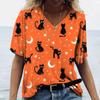 Temu Aliexpress Camiseta feminina com decote em V, moda de rua europeia e americana, top solto com impressão 3D, fabricante de suprimentos