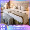 Cama de Habitación de Hotel Estándar, Tablero de Partículas de Madera Maciza, Tablero Sin Pintura, Muebles Rápidos, Cama con Panel de Estilo Chino Nuevo, Mismo Modelo Utilizado en Hoteles