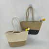 Bolsos Axila Diagonal para Mujer Nueva Moda Bolso de Mujer Bolso de Ratán Tejido a Mano Estilo Retro Casual Bolso de Paja