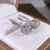 Ebay Amazon Europeos y Americanos Más Vendidos Pendientes Cuadrados Redondos Simples de Circonita Femeninos Elegantes Populares Joyería de Celebridades