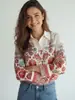 Venda Direta da Fábrica 2026 Camisa Colarinho Estampada Estilo Europeu e Americano Macia e Confortável, Nova Camisa Solta de Manga Longa para Primavera e Outono