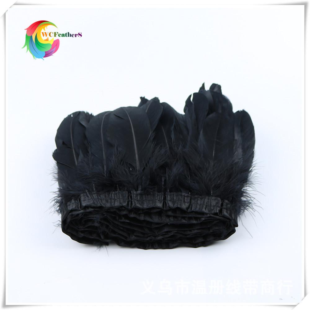 2 black goose feather fringe 1