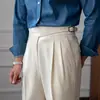 Pantalones casuales rectos de cintura media-alta para hombre, estilo retro británico, combinables, primavera y otoño de 2024