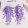 Verano Fresco Dulce Combinable Colorido Flor Borla Aretes Largos Adorno para la Cabeza Accesorios Tejidos a Mano Joyería DIY