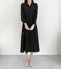 Vestido plisado de estilo camisa con fruncido en la cintura, vintage, estilo ins coreano, para principios de otoño