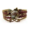 Pulsera de Engranajes Mecánicos Steampunk con Gema del Tiempo Símbolo Infinito Mariposa Marrón Pulsera Tejida Multicapa Venta al por Mayor