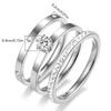 Anillo de Acero de Titanio de Alta Gama de Lujo Ligero Europeo y Americano Juego de Tres Piezas Acero Inoxidable Nicho No se Desvanece Anillo de Zirconia Venta al por Mayor en Stock