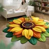 Manta de Veludo Cristal Flor de Girassol Transfronteiriça Avançada para Casa Sala de Estar Quarto Mesa de Café Tapete de Chão Resistente à Sujeira Antiderrapante Tapete Fresco