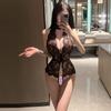 Lencería sexy transparente mono de una pieza tentación sexy abierto libre fuera uniforme traje de perspectiva de una pieza entrega